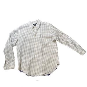 Men’s Ralph Lauren Button Down Checkered Shirt, White, size XL